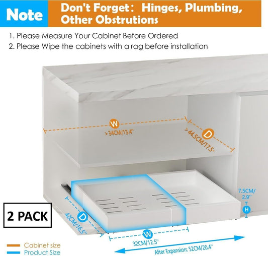 CARLA HOME 2 Pack Pull Out Cabinet Organizer Expandable for Cabinets with Adjustable Slide Out Shelves and Easy Installation (White)-1978962261800259585
