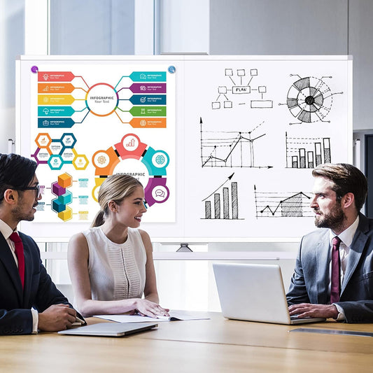 CARLA HOME Double-Sided Magnetic Whiteboard 120x90cm with Wheels, Reversible Design for School, Office & Home-1978962261968031745