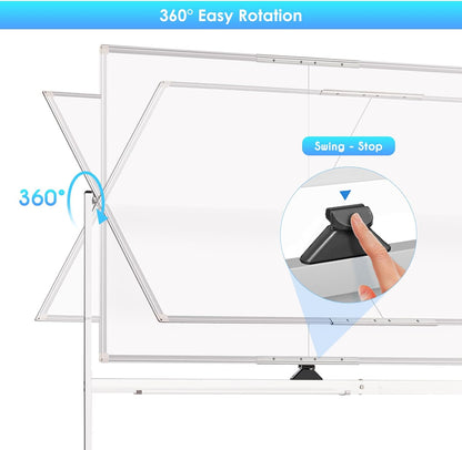 CARLA HOME Double-Sided Magnetic Whiteboard 120x90cm with Wheels, Reversible Design for School, Office & Home-1978962261968031746