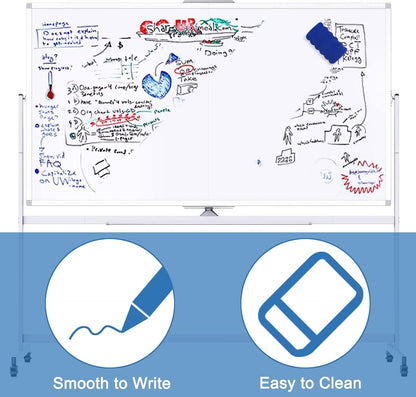 CARLA HOME Double-Sided Magnetic Whiteboard 120x90cm with Wheels, Reversible Design for School, Office & Home-1978962261968031749