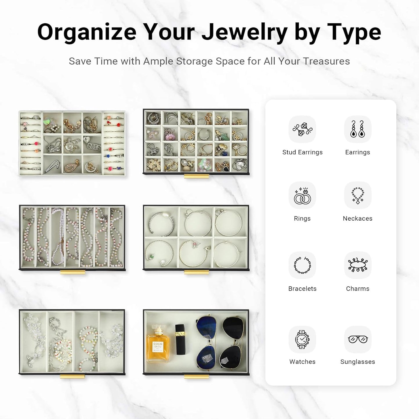 CARLA HOME  6-Layer Large Jewelry Organizer Box for Women with Mirror, Drawers, Hooks & Dividers for Rings, Necklaces, Bracelets, Ideal Gift for Women (Black)-1978962262983053317