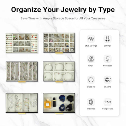 CARLA HOME  6-Layer Large Jewelry Organizer Box for Women with Mirror, Drawers, Hooks & Dividers for Rings, Necklaces, Bracelets, Ideal Gift for Women (Black)-1978962262983053317