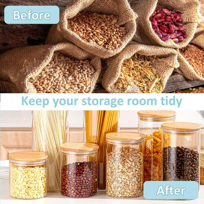 CARLA HOME 12 Pack Glass Storage Jars with Bamboo Lids for Kitchen Pantry, Pasta, Snacks, Cookies, Candy & More-1978962264501391366