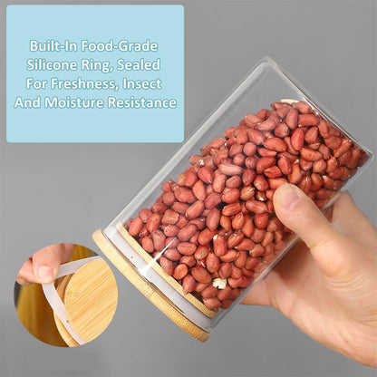 CARLA HOME 12 Pack Glass Storage Jars with Bamboo Lids for Kitchen Pantry, Pasta, Snacks, Cookies, Candy & More-1978962264501391368