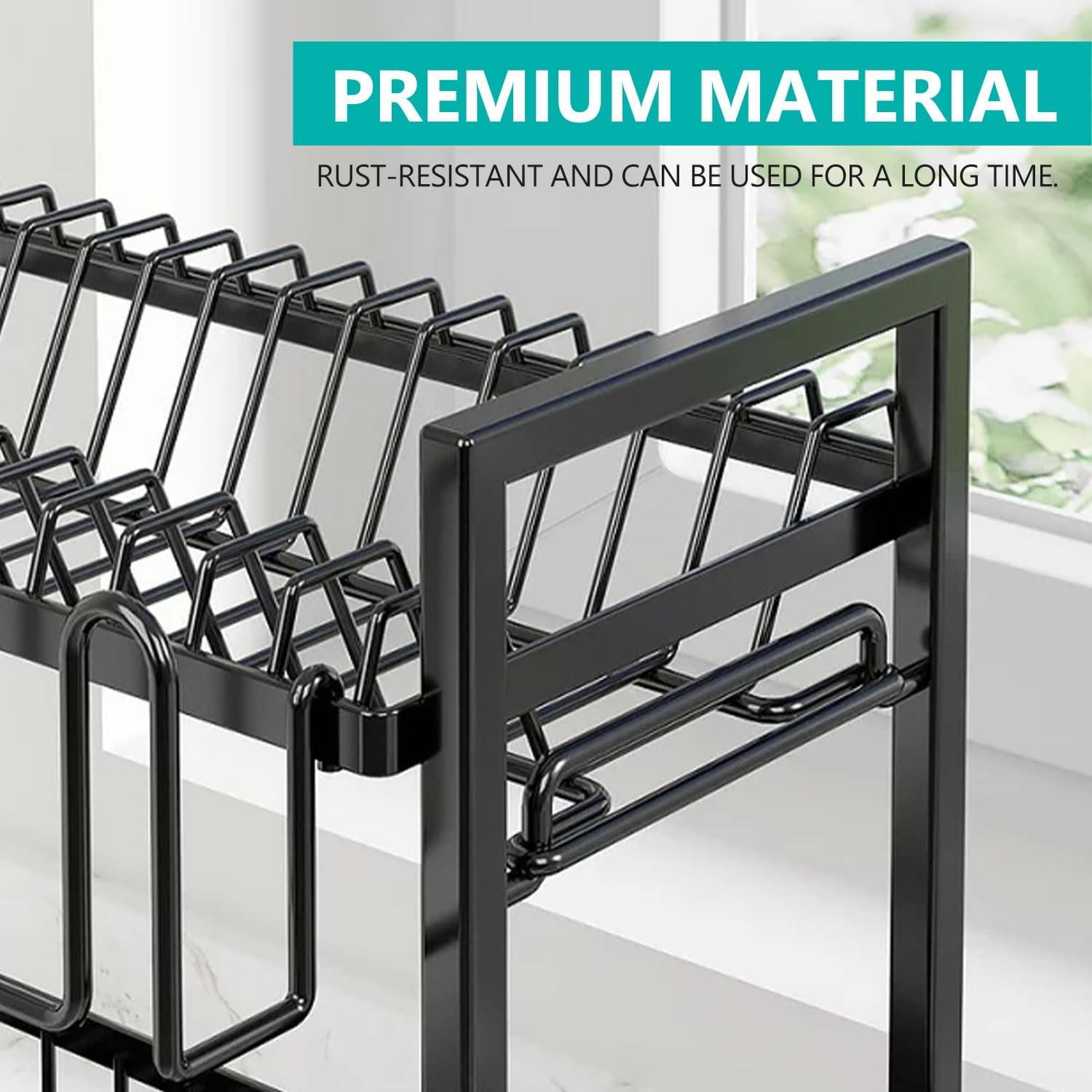 CARLA HOME Dish Drying Rack 2-Tier Kitchen Drainer with Drainboard-1978962264669163527