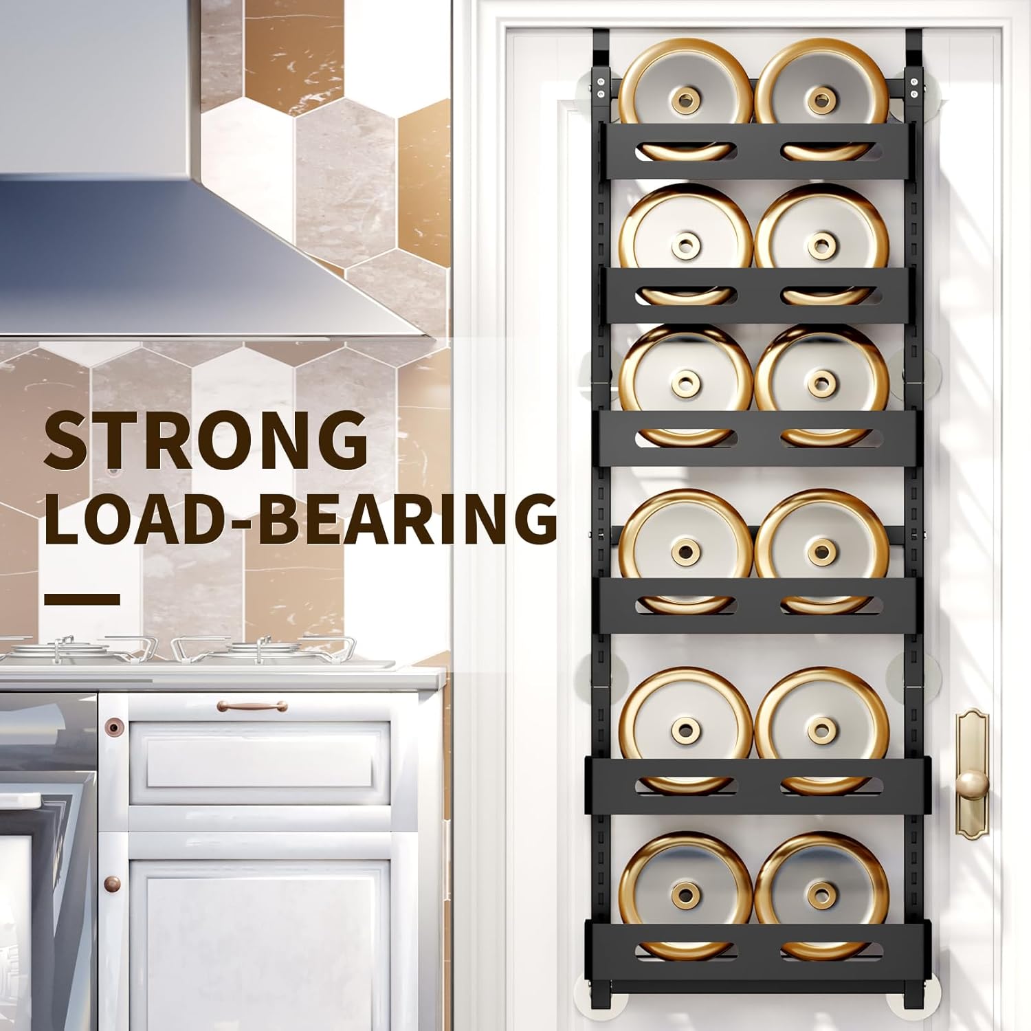 CARLA HOME 6 Tier Over the Door Organizer with Adjustable Metal Pantry Storage Rack and Hanging Baskets for Kitchen and Bathroom-1978962265008902146