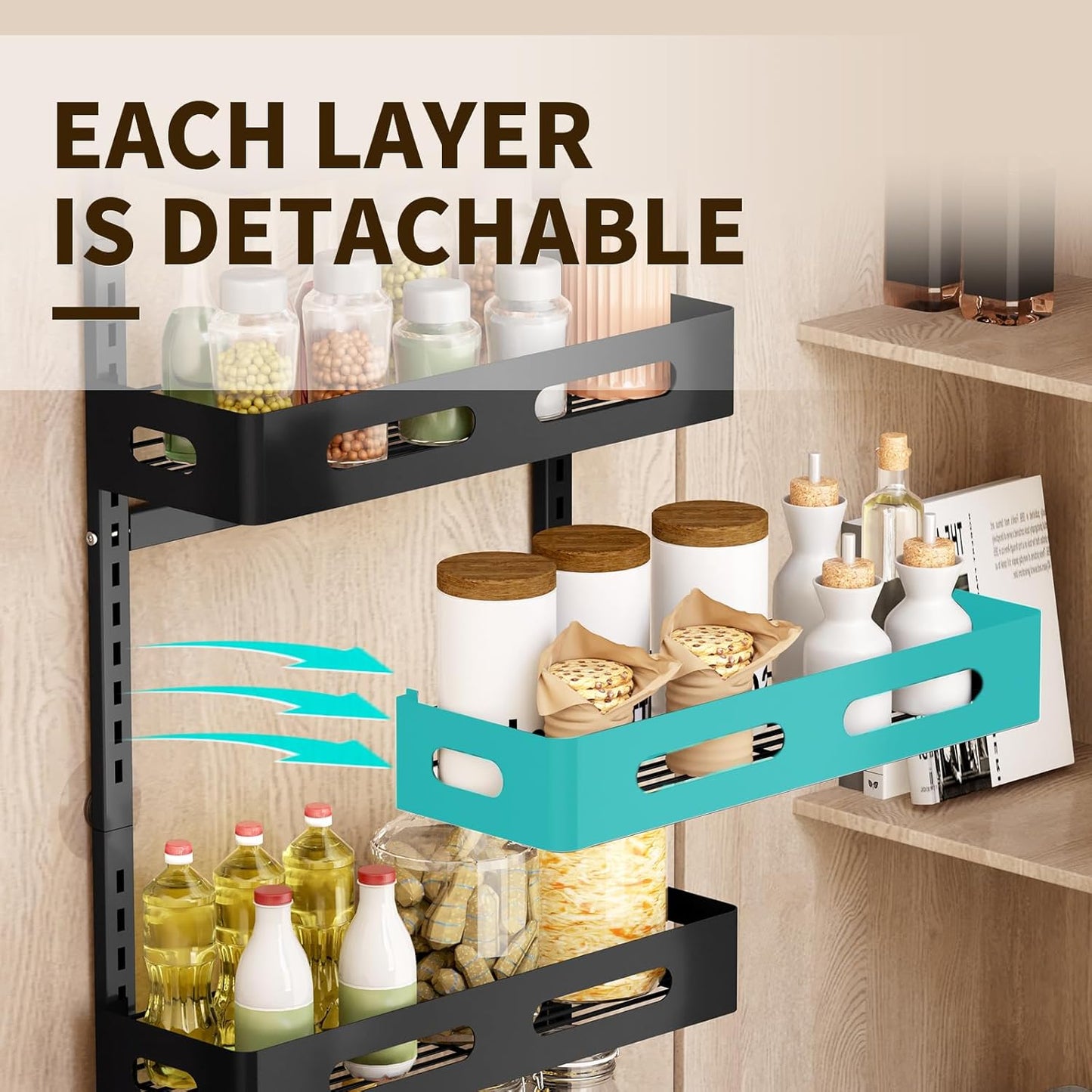 CARLA HOME 6 Tier Over the Door Organizer with Adjustable Metal Pantry Storage Rack and Hanging Baskets for Kitchen and Bathroom-1978962265008902148