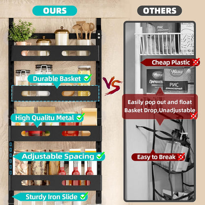 CARLA HOME 6 Tier Over the Door Organizer with Adjustable Metal Pantry Storage Rack and Hanging Baskets for Kitchen and Bathroom-1978962265008902152