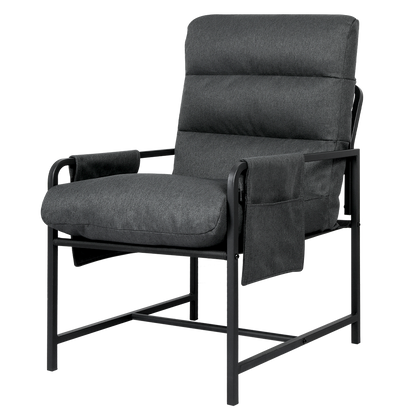 Levede Metal Framed Lounge Chair Linen in Dark Grey-1975420342314864648