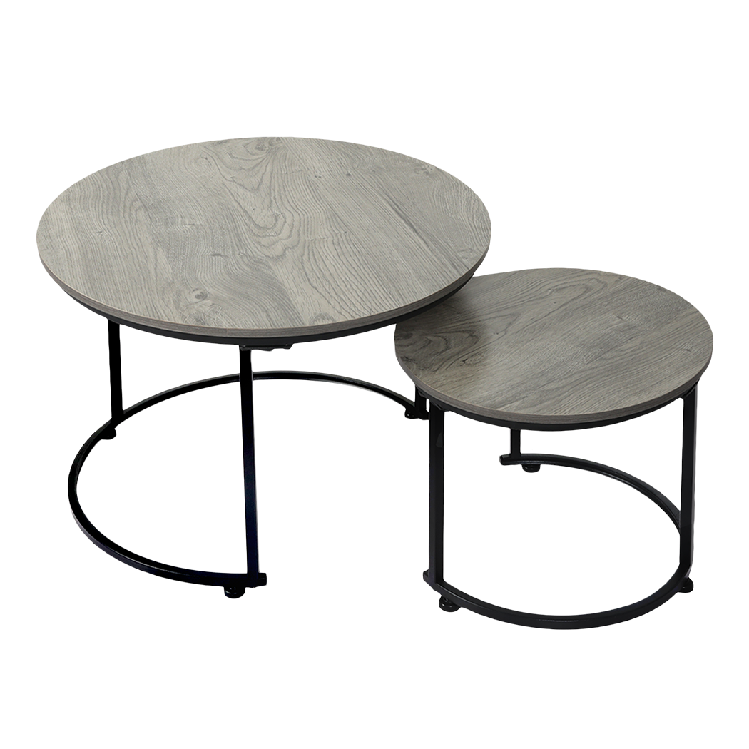 Levede Round Nesting Table Coffee Table Wood Side Table-1984023720053837832