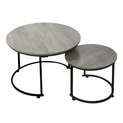 Levede Round Nesting Table Coffee Table Wood Side Table-1984023720053837832