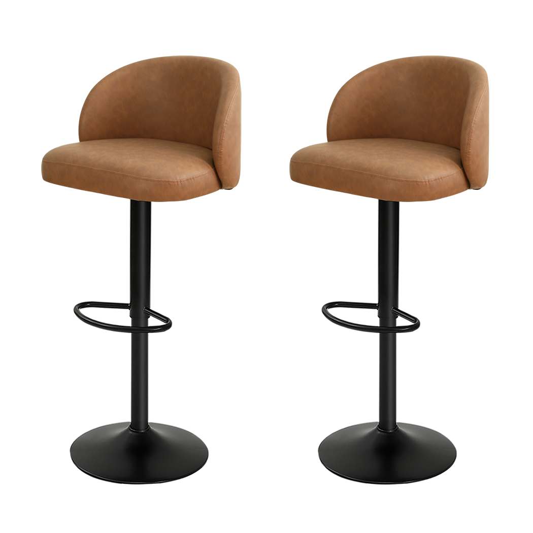 Levede 4x Bar Stool Swivel Gas Lift PU Leather Brown-1975420349789114376