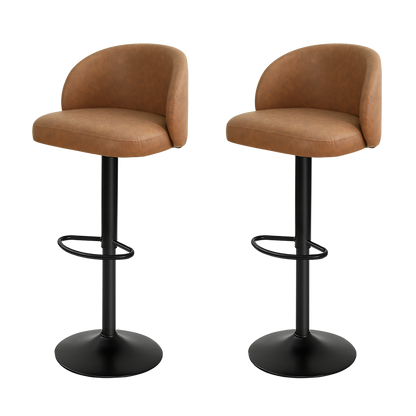 Levede 4x Bar Stool Swivel Gas Lift PU Leather Brown-1975420349789114376