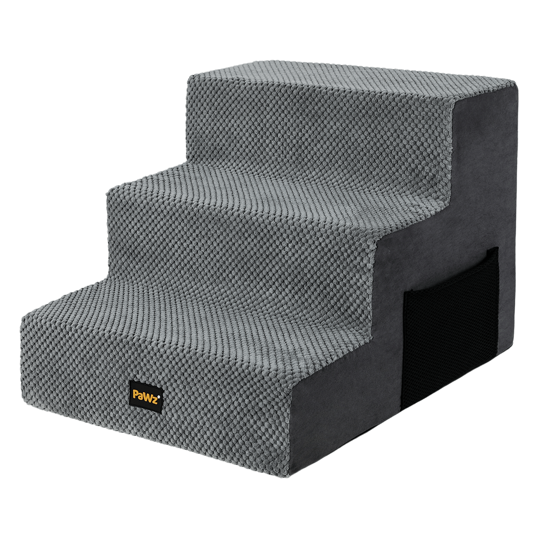 Pawz 3 Steps Pet Stairs Dog Ramp High Density Foam Grey-1973194194403069960