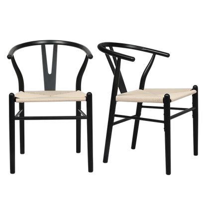 Levede 4x Dining Chairs Wooden Hans Black-1975420353387827208