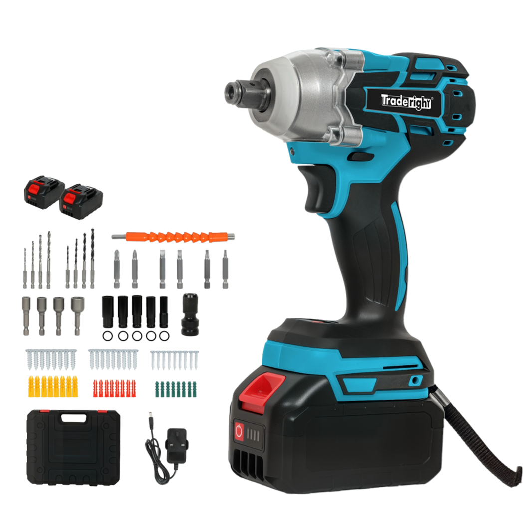 Traderight Impact Wrench 21V Cordless,73pcs,550Nm 2x4.0Ah-1973194186173845512