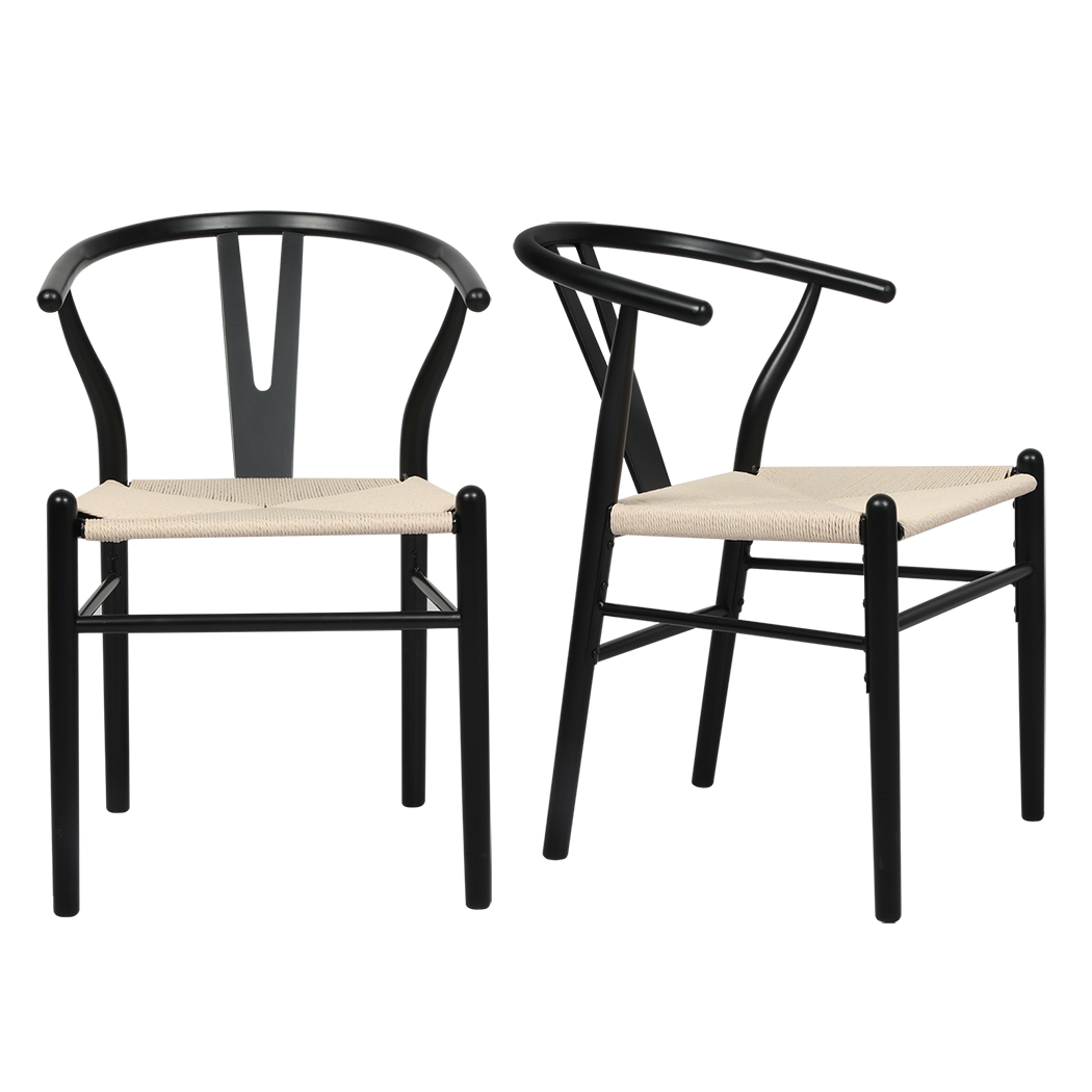 Levede 6x Dining Chairs Wooden Hans Black-1975420353656262664