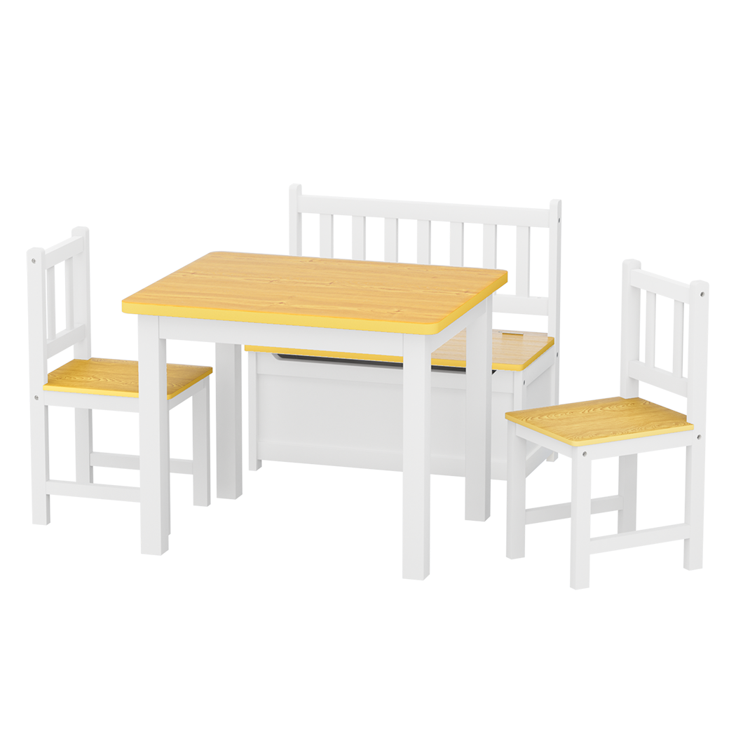 Bopeep Kids Table and Chairs Set Wooden Study Play 4PCS-1973193534009905160