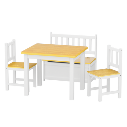 Bopeep Kids Table and Chairs Set Wooden Study Play 4PCS-1973193534009905160