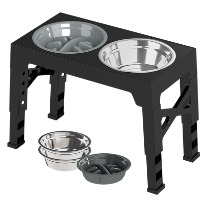 PaWz Elevated Dog Bowls 2 Stainless Steel Bowls and 1 Slow Feeder Bowl-1973193549021319176
