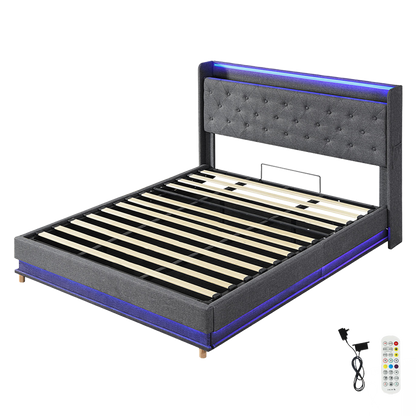 Levede King Bed Frame Gas Lift Storage LED Light USB-1973194180322791432