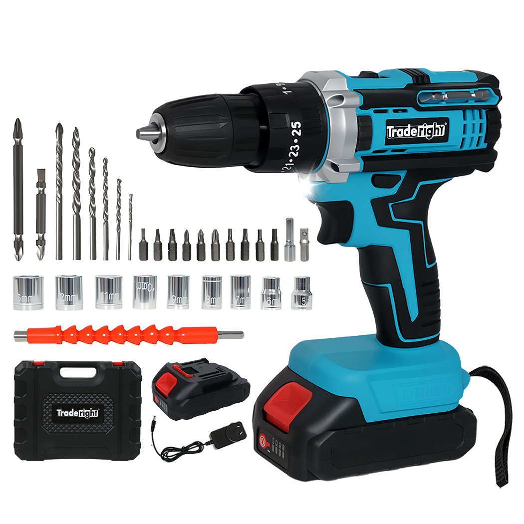 Traderight 21V Cordless Drill Driver Set 2×2.0Ah Battery-1973194184806502408