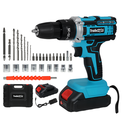 Traderight 21V Cordless Drill Driver Set 2×2.0Ah Battery-1973194184806502408