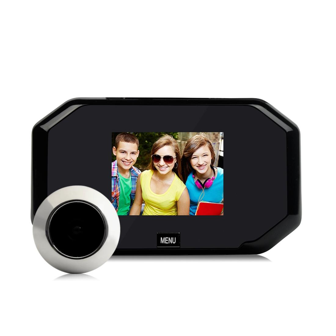 3 Screen 1.0Mp Security Camera With Door Peephole & Tf Card Support - Black-1915197553742319617