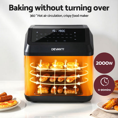 Devanti Air Fryer 13L LCD Fryers Oven