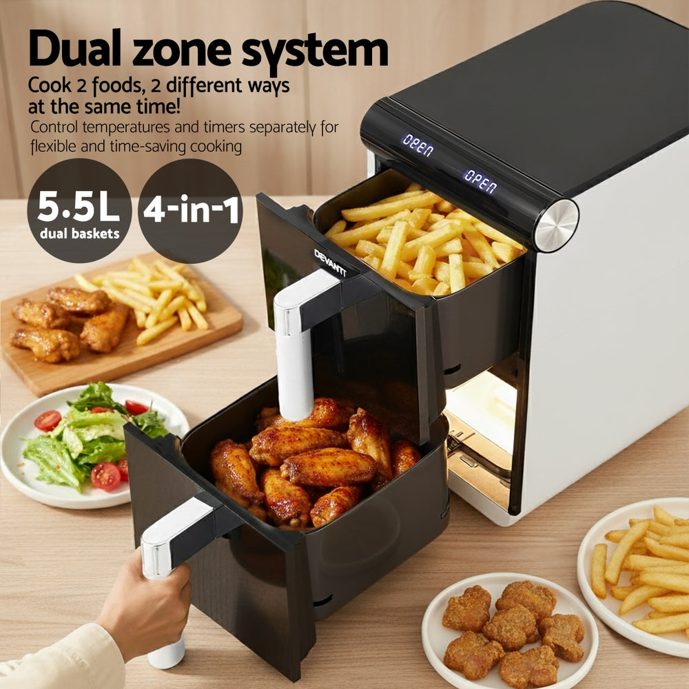 Devanti Air Fryer Oven 11L Dual Zone Fryers