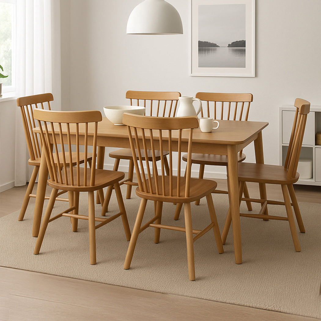 Levede 6x Dining Chairs Kitchen Windor Oak-1975420350682501127