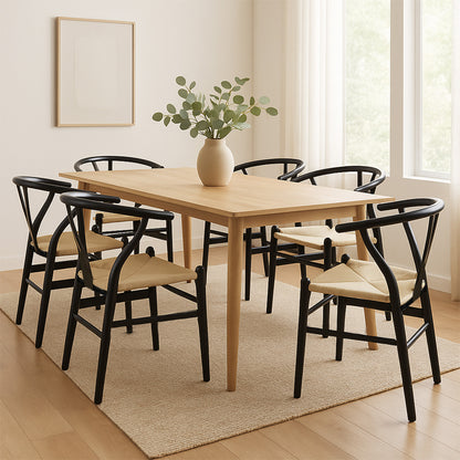 Levede 6x Dining Chairs Wooden Hans Black-1975420353656262663