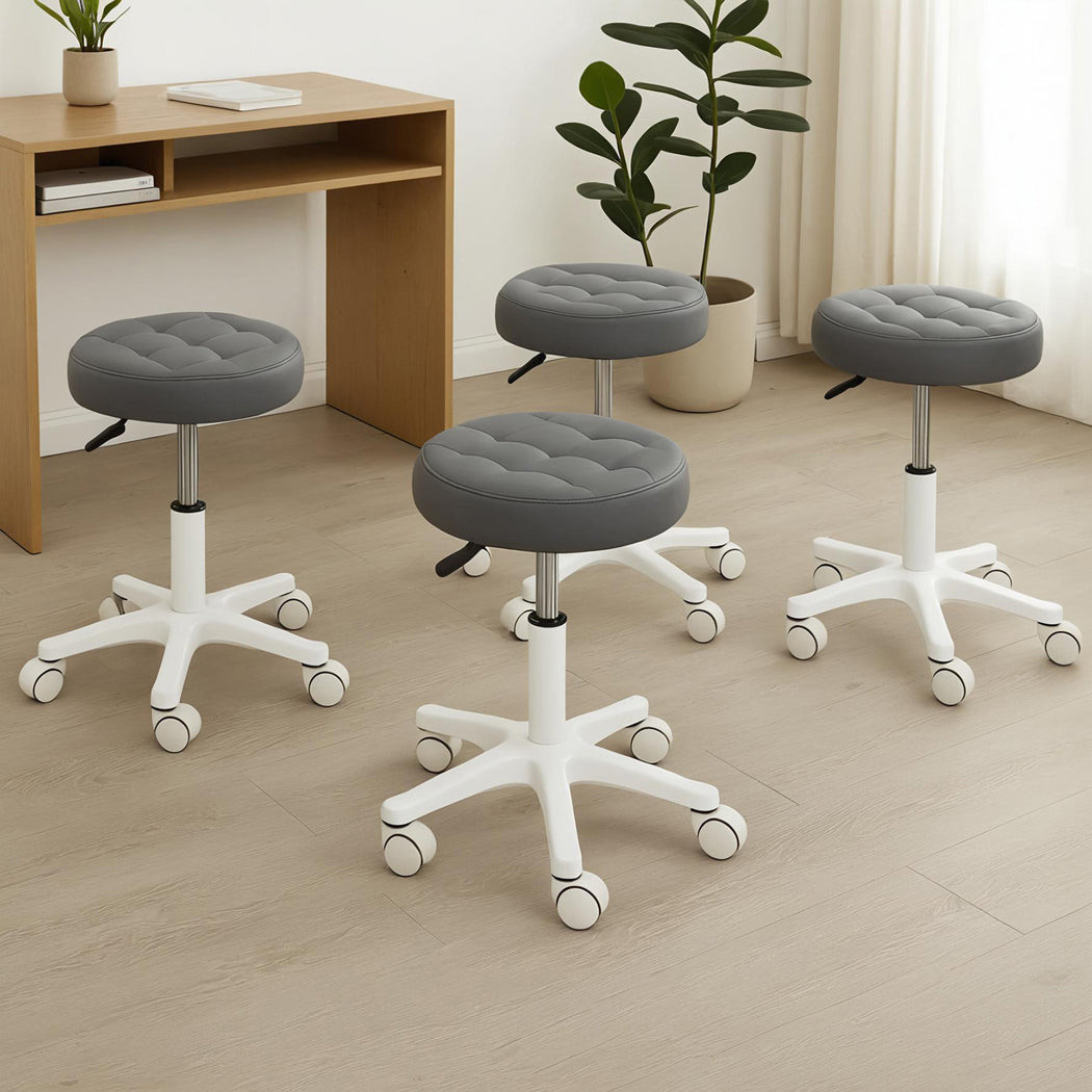 Levede 4x Rolling Bar Stool Swivel Salon SPA Chair Grey-1973193552229961735