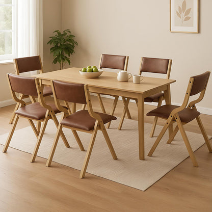 Levede 6x Dining Chairs Foldable PU Tan-1975420358739759111