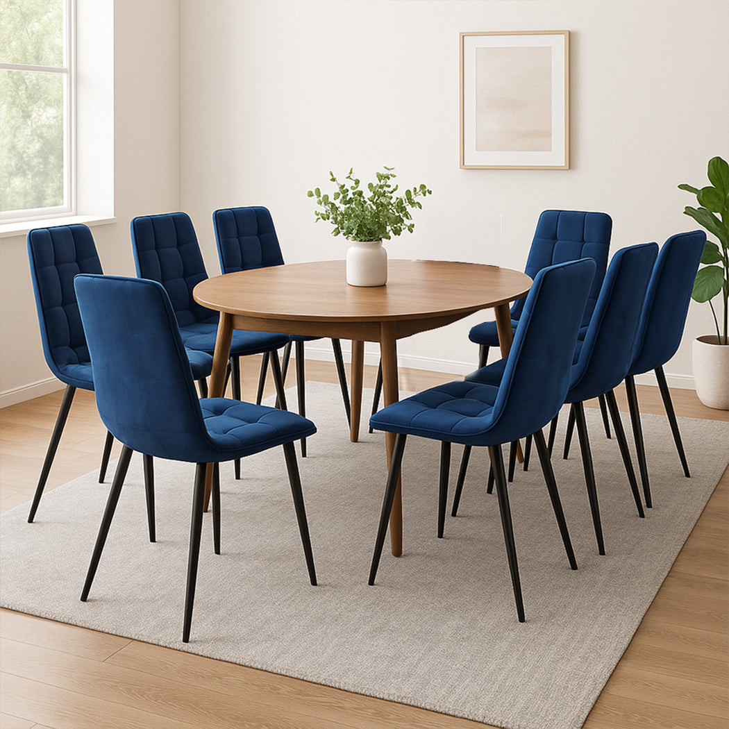 Levede 4x Dining Chairs Kitchen Velvet Blue-1975420354713227271