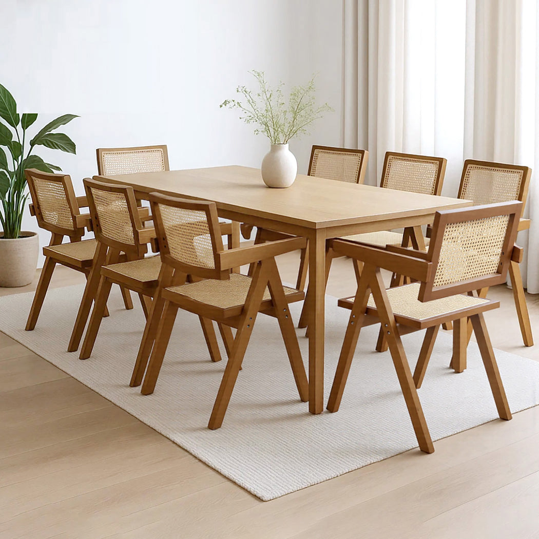 Levede 8x Walnut Wicker Armchair Dining Chair-1975420361625440263