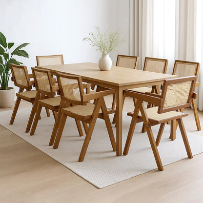 Levede 8x Walnut Wicker Armchair Dining Chair-1975420361625440263