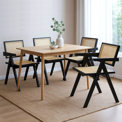 Levede 4x Black Wicker Armchair Dining Chair-1975420360539115527