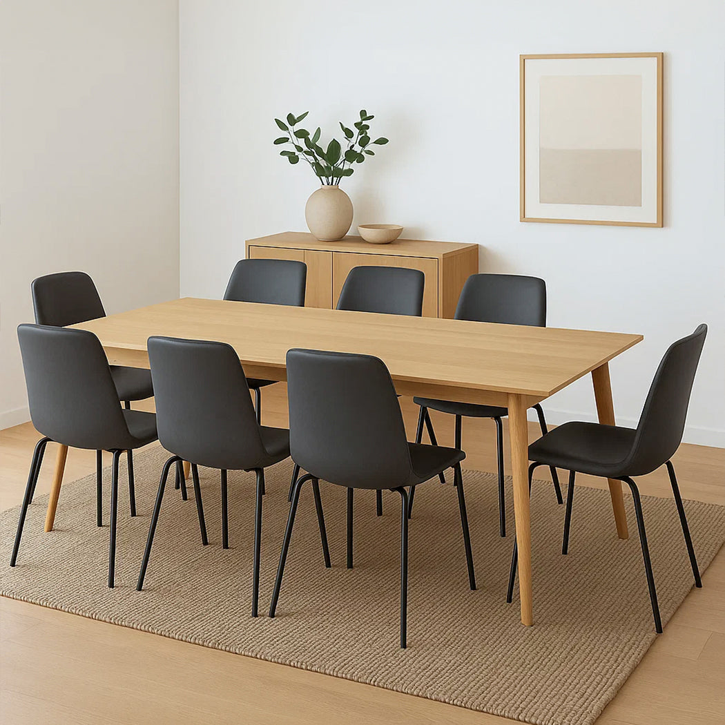 Levede Stackable Dining Chairs Kitchen Grey Set of 8-1975420357670211591