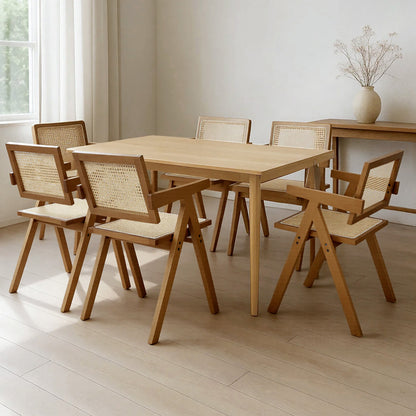 Levede 6x Walnut Wicker Armchair Dining Chair-1975420361449279495