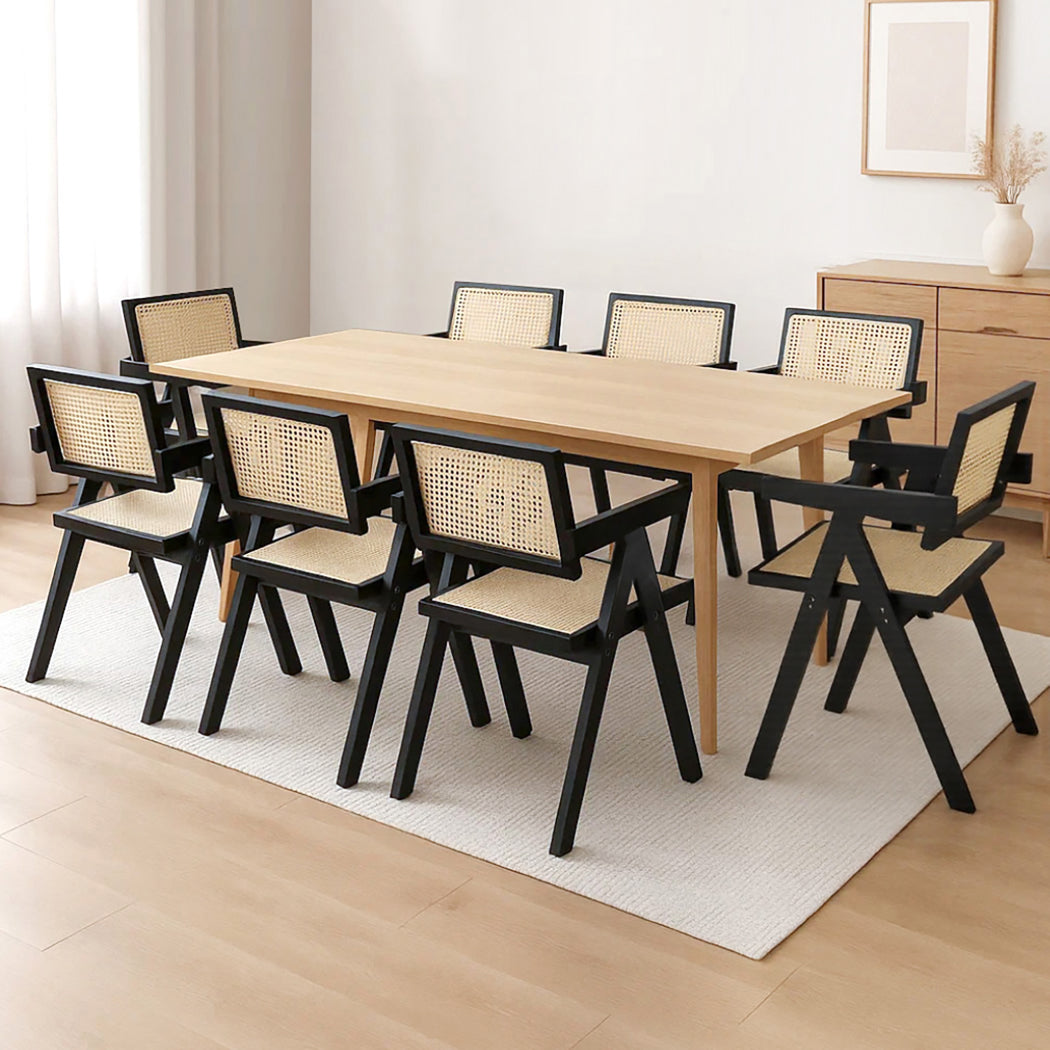 Levede 8x Black Wicker Armchair Dining Chair-1975420360912408583