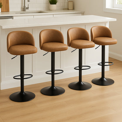 Levede 4x Bar Stool Swivel Gas Lift PU Leather Brown-1975420349789114375