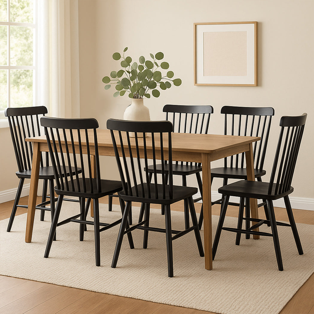 Levede 6x Dining Chairs Kitchen Winsor Black-1975420350149824519