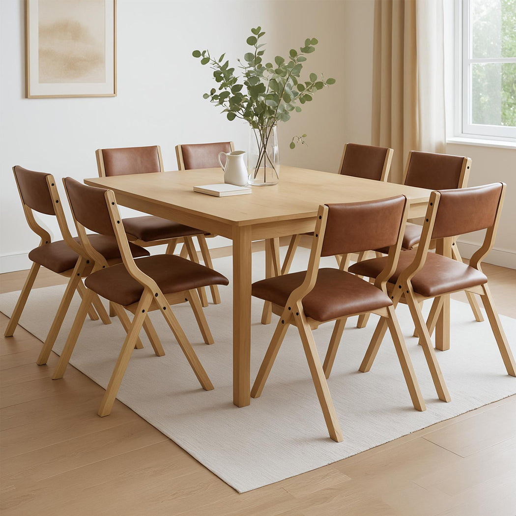 Levede 8x Dining Chairs Foldable PU Tan-1975420358932697095