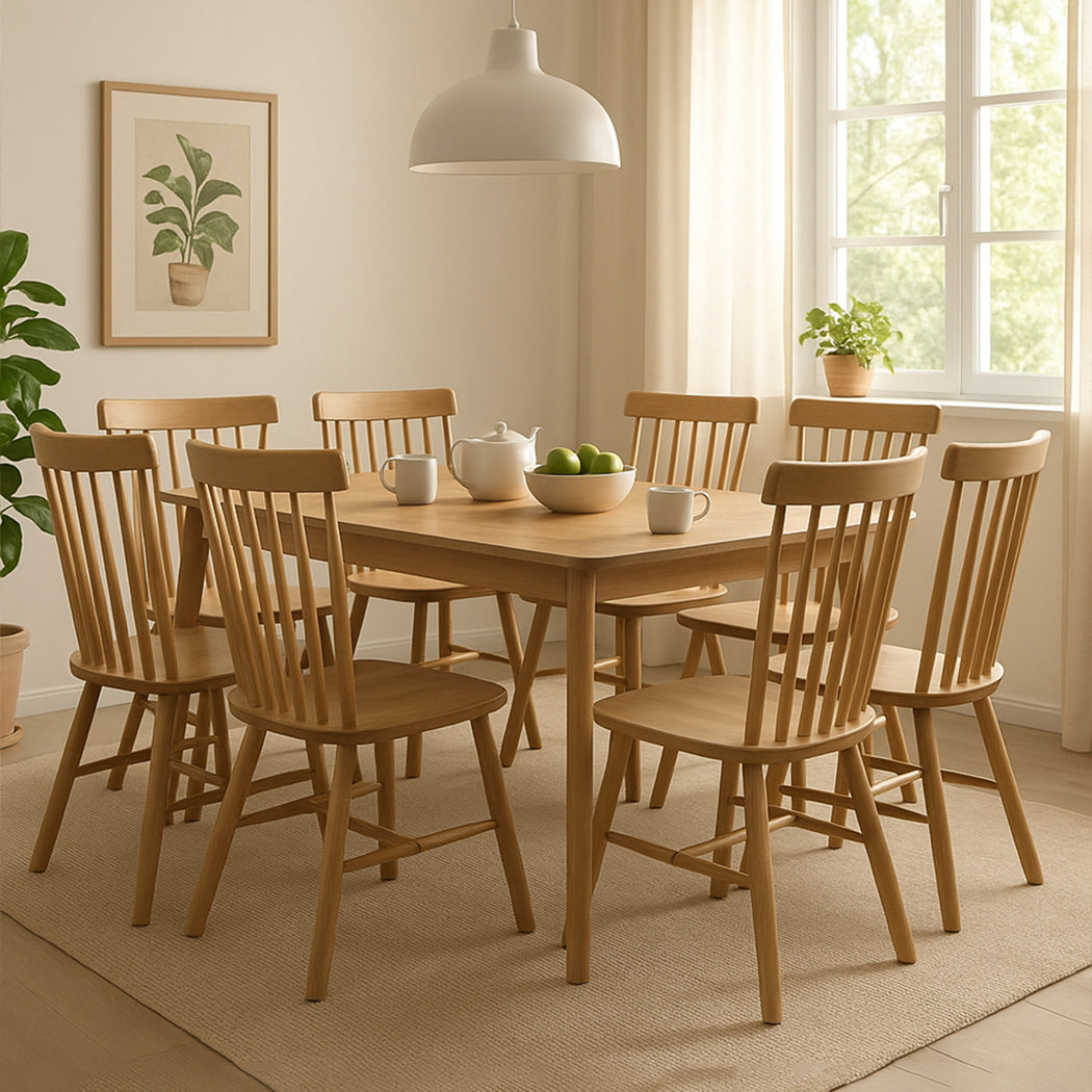 Levede 8x Dining Chairs Kitchen Windor Oak-1975420350858661895