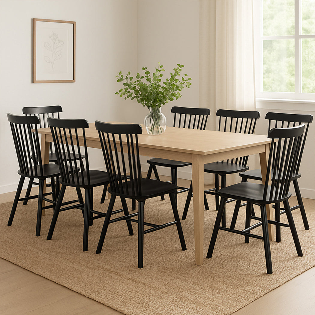 Levede 8x Dining Chairs Kitchen Winsor Black-1975420350325985287