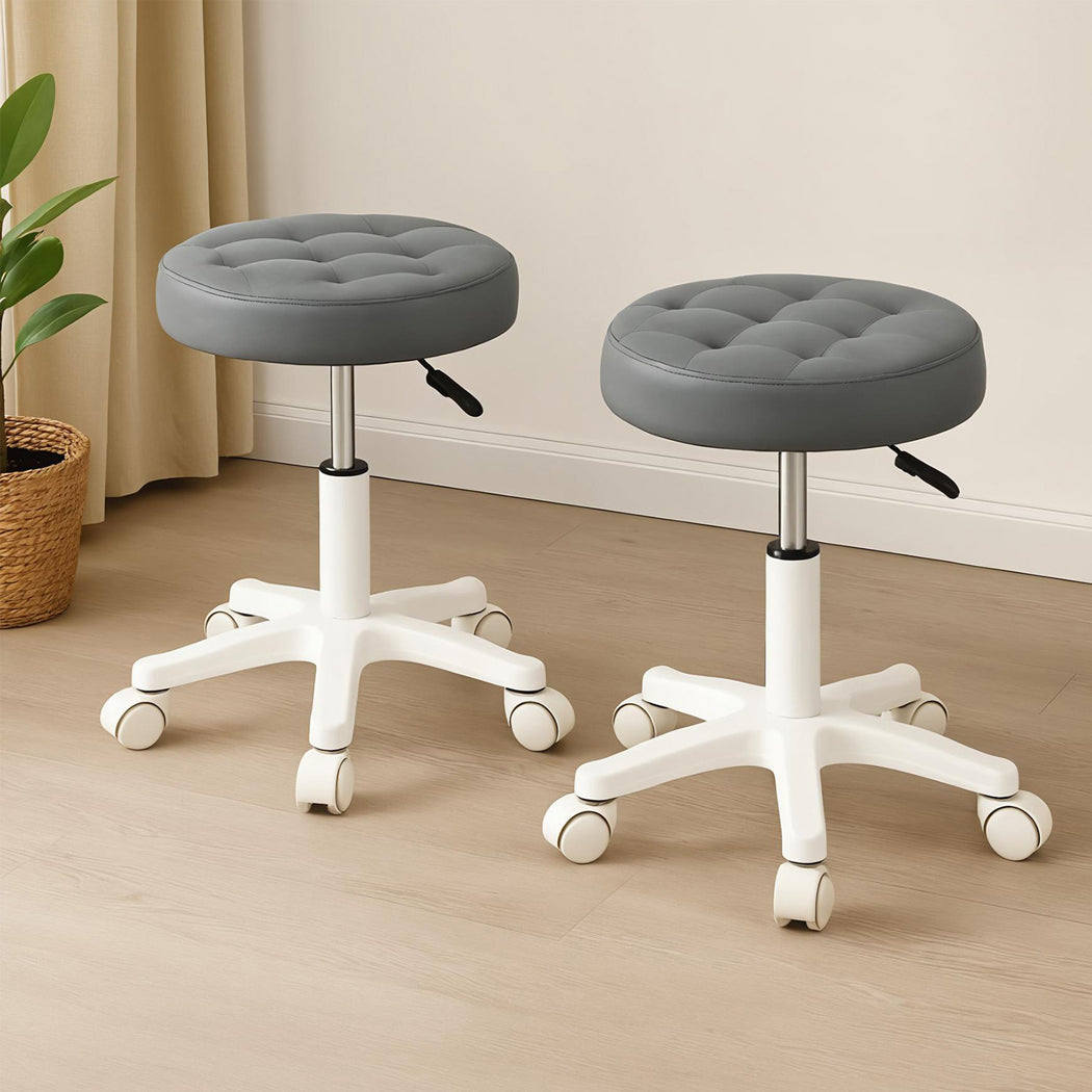 Levede 2x Rolling Bar Stool Swivel Salon SPA Chair Grey-1975420349612953607