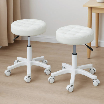 Levede 2x Rolling Bar Stool Swivel Salon SPA Chair Beige-1973194181673357319