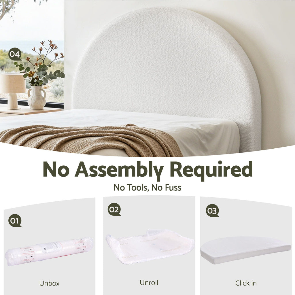 Artiss Queen Size Headboard for Bed Frame Boucle Fabric No-Assembly Vacuum Compressed Soft Backrest with Removable Washable Cover 171cm Wide