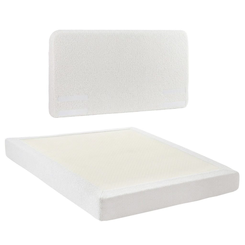 Artiss Queen Bed Frame Boucle Fabric Vacuum Compressed Beds Washable Cover No-Assembly